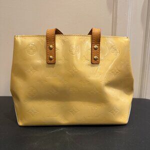 Louis Vuitton Monogram Vernis Reade PM Yellow Patent Leather Handbag w/ COA